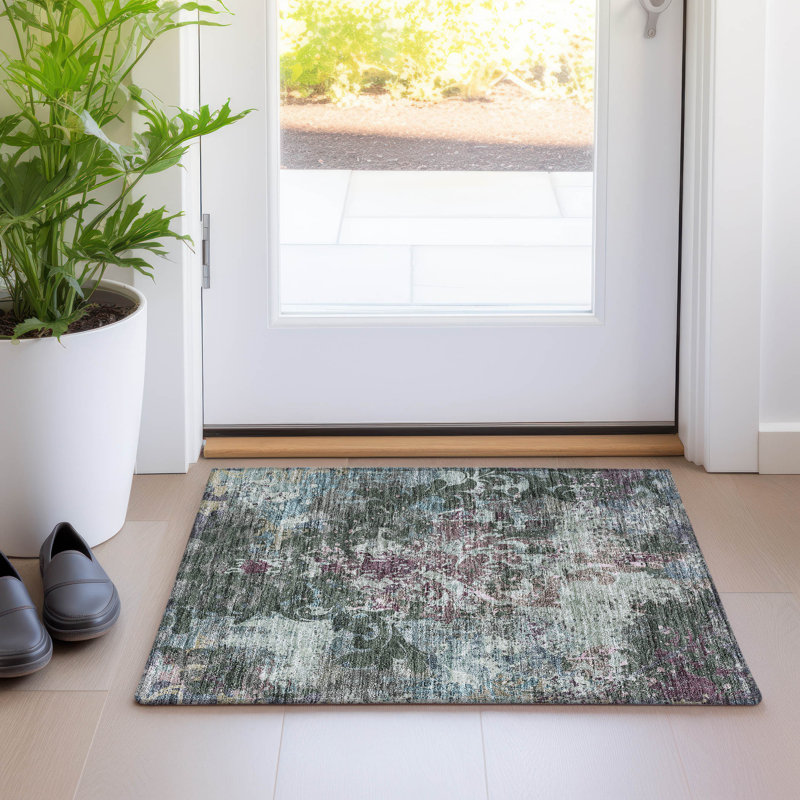 Premium Machine Washable Prisco Fern Rug, Rectangle 1'8" x 2'6"