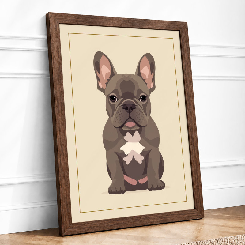 Playful Bulldog Modern - Print, Walnut, A1 - 84.1 x 59.4 cm
