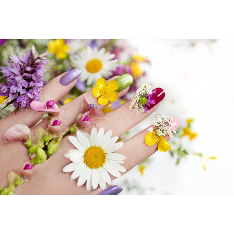 Nail Design With Flowers - Wrapped Canvas Print, 30cm H x 46cm W