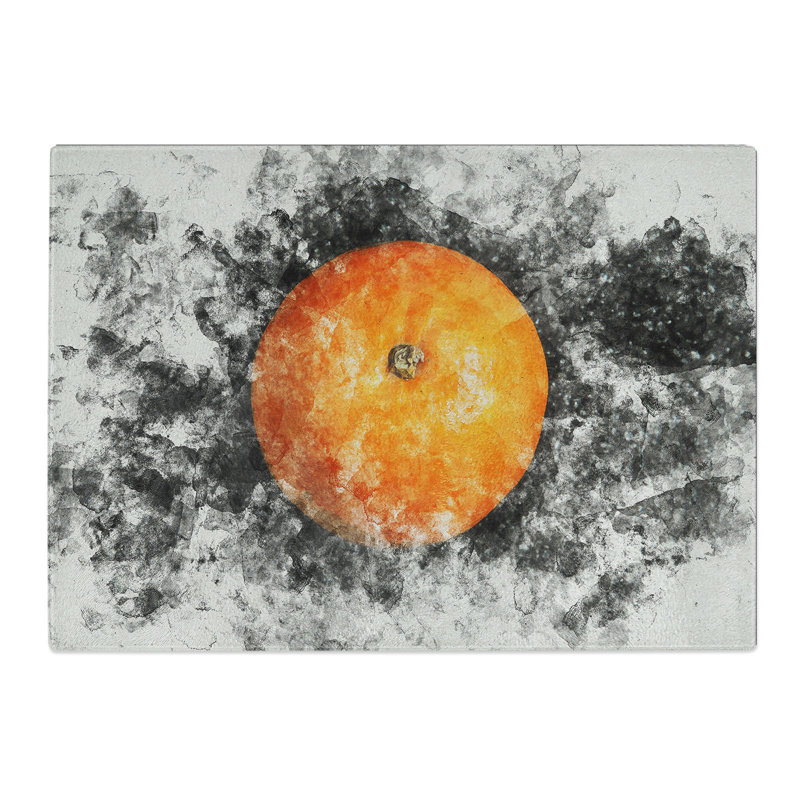Orange Fruit Watercolour Chopping Board, 0.4cm H x 20cm W x 28.5cm L
