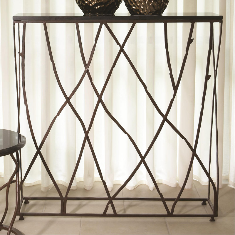 Branch-Inspired 36" Wood, Stone & Metal Console Table