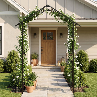 Adjustable Width Metal Garden Arbor Trellis, Heavy Duty Outdoor Climbing Plant Support Arch for Roses Vines Yard Decor