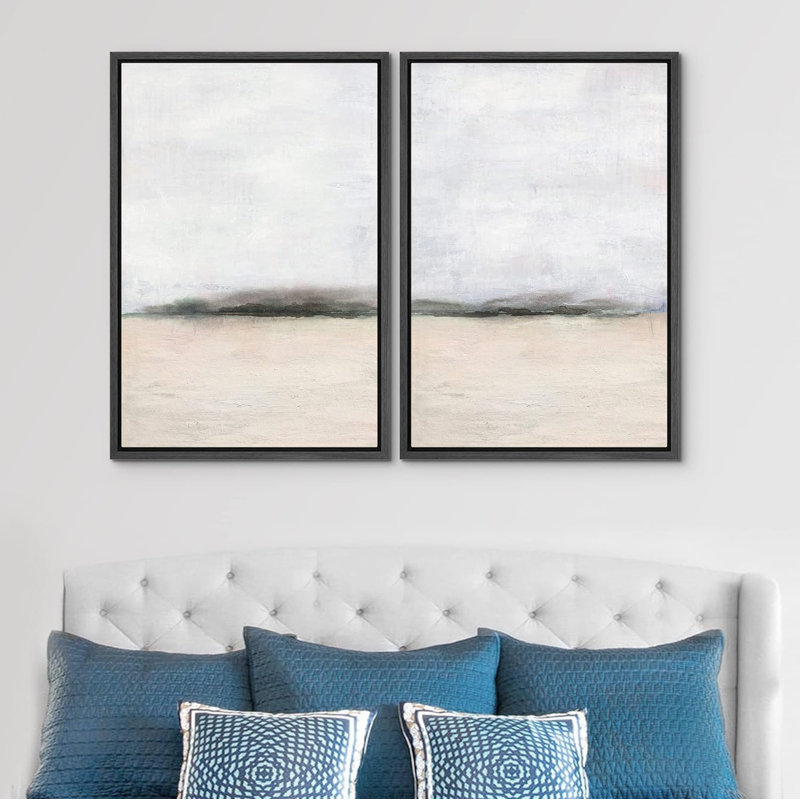 «Pastel Tan Grey Paint Stroke Collage Abstract Shapes Minimal Decor Artwork Boho Nordic Relax», reproduction d'art encadrée sur toile