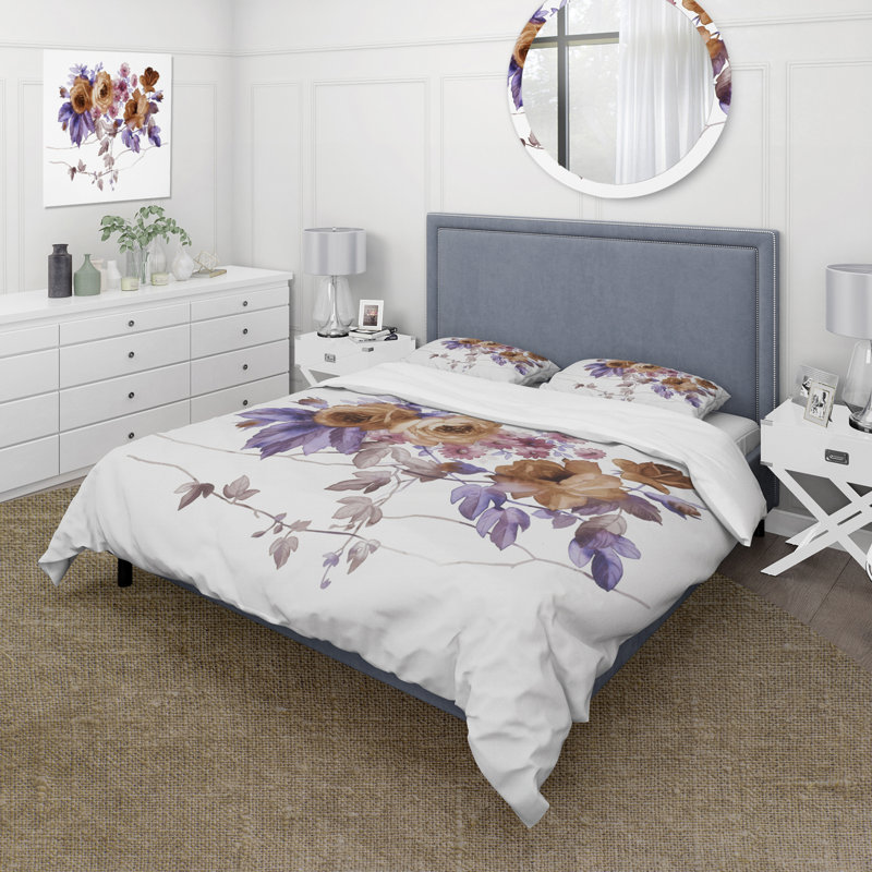 Mauve Wildflowers IV - Ensemble de housse de couette traditionnel - Microfibre de polyester