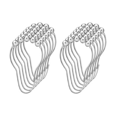 Liba 12-Pack Rustproof Shower Curtain Hooks, Stainless Steel Nickel Chrome Plated Rings For Bathroom Curtains