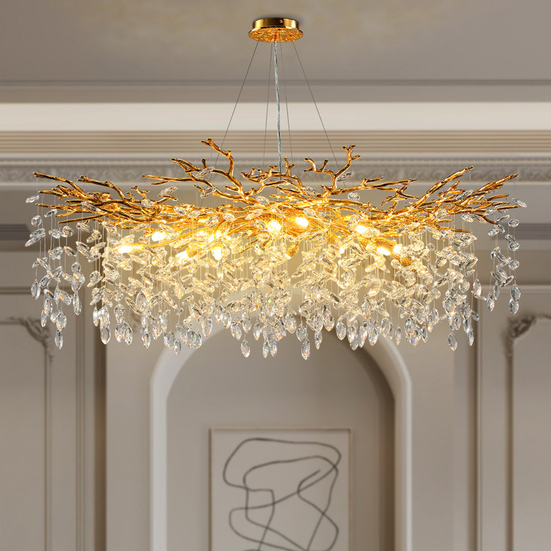 Lustre en cristal Paree Luxury, Doré, H 17,7 po x l 47,2 po x P 47,2 po