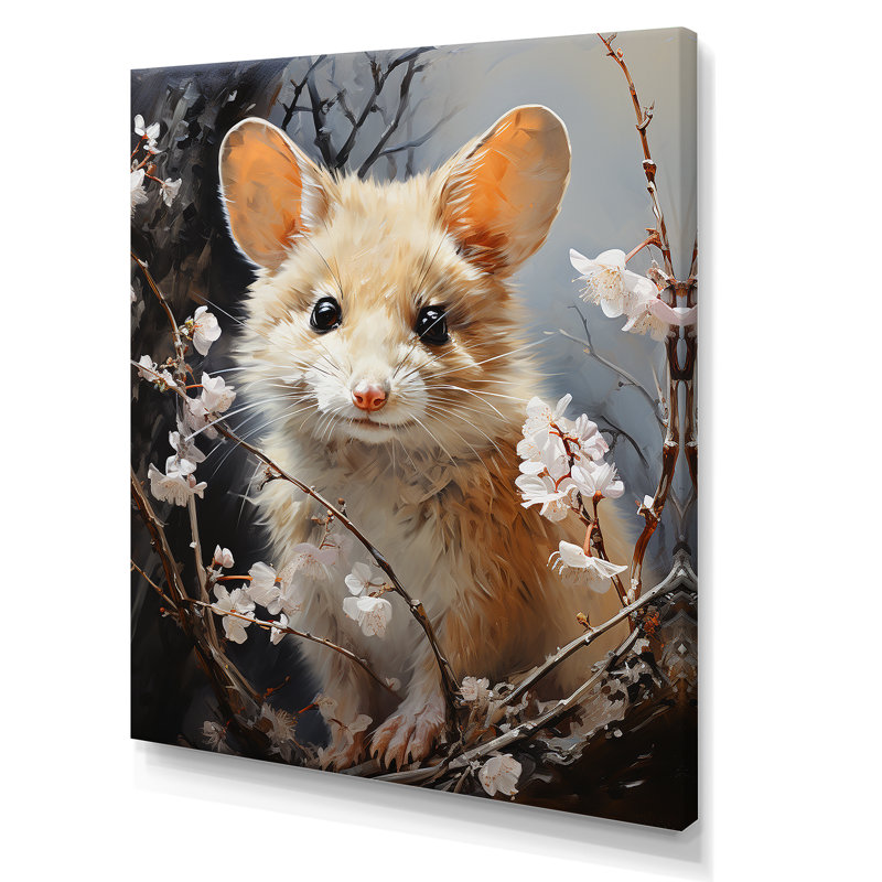 Curious Meadow Mouse - Art mural, Toile tendue, H 32 po x l 24 po x P 1 po
