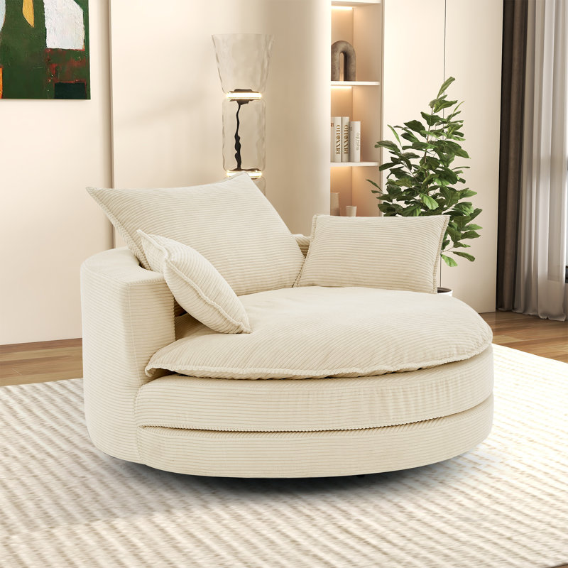 Fauteuil demi-tonneau rotatif 57,3 po, Beige