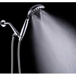 Pomme de douche à main haute pression à 6 réglages de jet, pomme de douche à main détachable avec face de 4,9 pouces avec tuyau flexible extra long et support réglable en métal