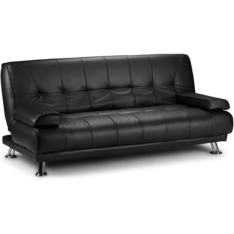 3 Seater Faux Leather Sleeper, Black