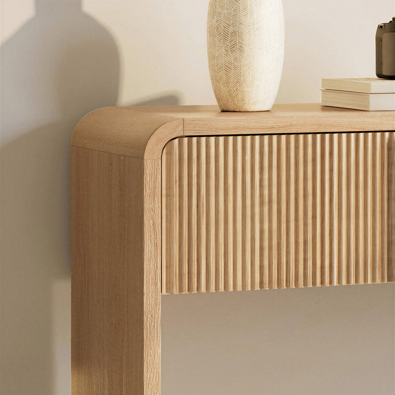Console de style campagne moderne avec 2 tiroirs Dulane, Natural, H 33,5 po x l 44,5 po x P 13,8 po