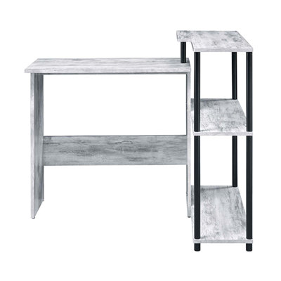 Bureau d'écriture Ievi, finition blanc antique et noir