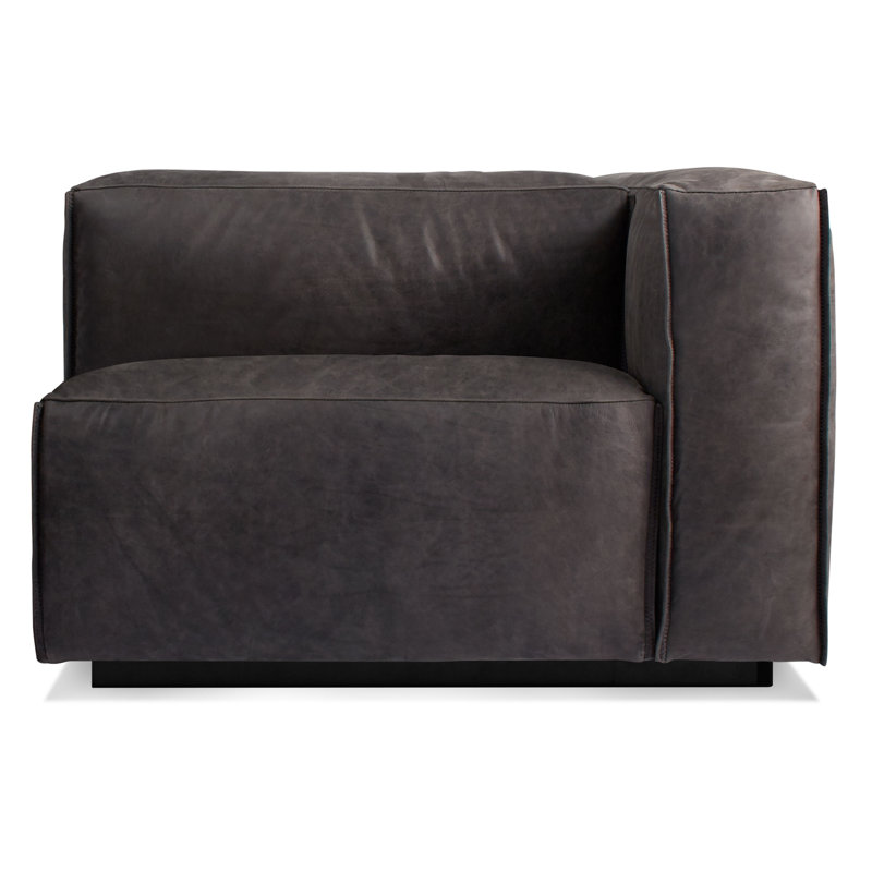 Cleon Chaise Lounge, Slate Genuine Leather, Right Hand Facing