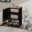 Station d'alimentation pour animaux, armoire de rangement pour aliments avec 2 bols surélevés