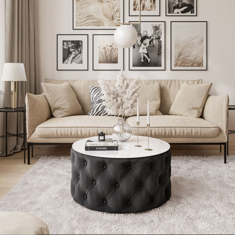 Diane Coffee Table, Black, White