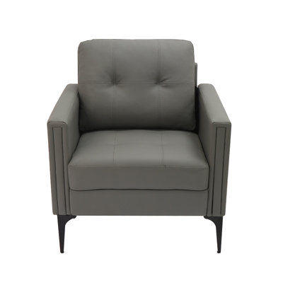 Fauteuil d'appoint rembourré en similicuir en polyuréthane, L 33 po x l 28,7 po x H 26,8 po