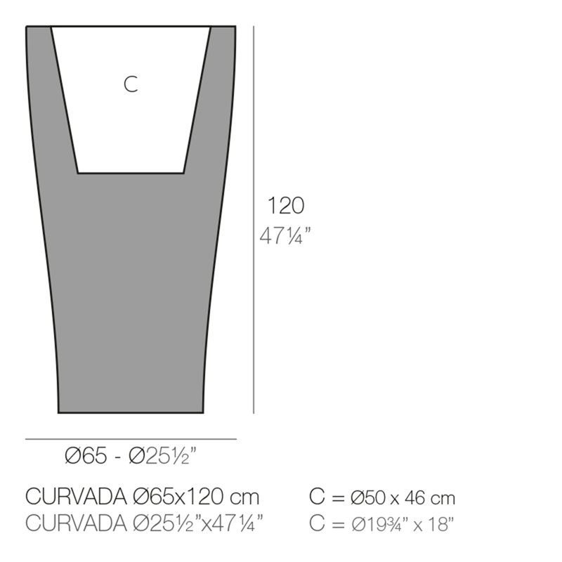 Pot à fleur en résine Curvada, H 47,25 po x l 25,5 po x P 25,5 po, Glace