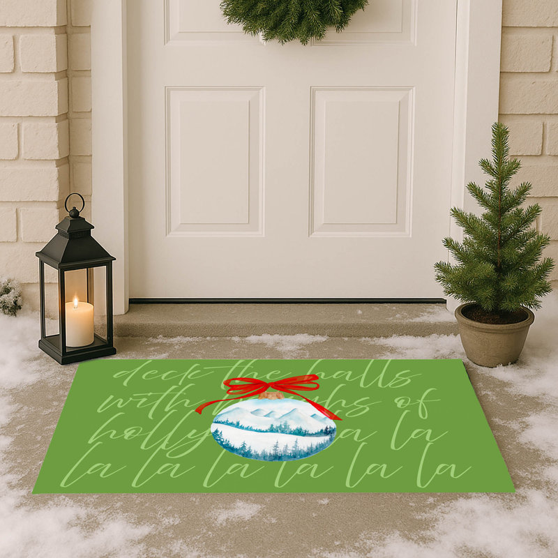 Tapis d'extérieur Deck the halls, Vert, L 17 po x L 24 po