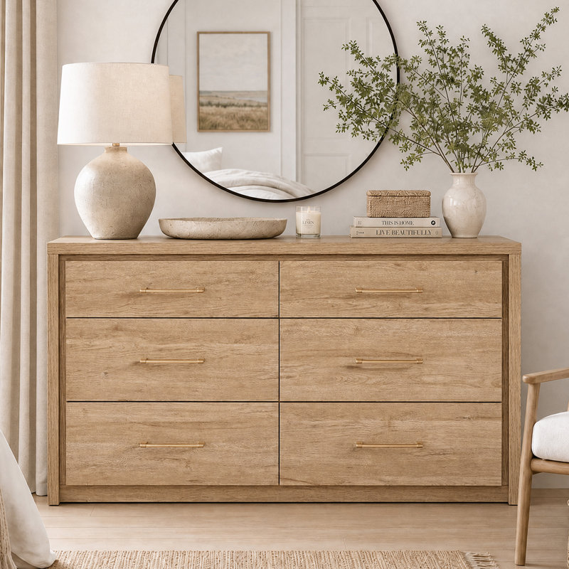 Commode l 60 po Winslet, Chêne sable / doré