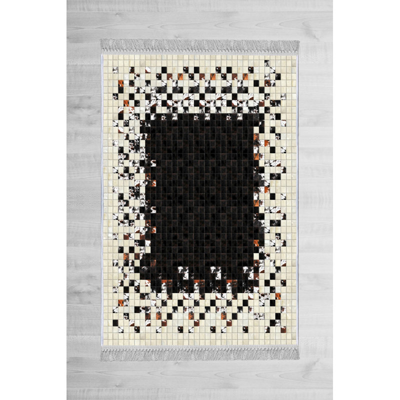 Tapis à carreaux noir / jaune Farmington, Rectangle 5 pi 11 po x 9 pi 2 po