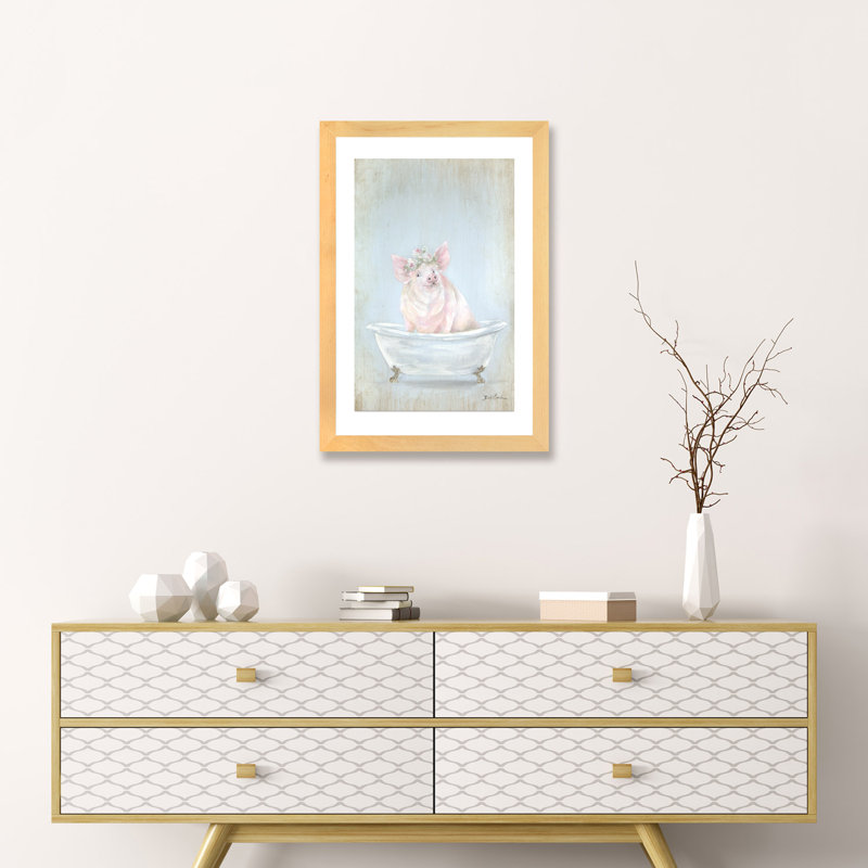 «Pig In A Tub» - reproduction de cadre photo, H 24 po x l 16 po x P 1 po, Papier bois naturel