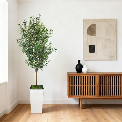 Arbre réaliste artificiel réaliste - plante artificielle réaliste pour la décoration intérieure, grand pot décoratif blanc, facile d'entretien, ajout de verdure - 6 pi, grand pot blanc