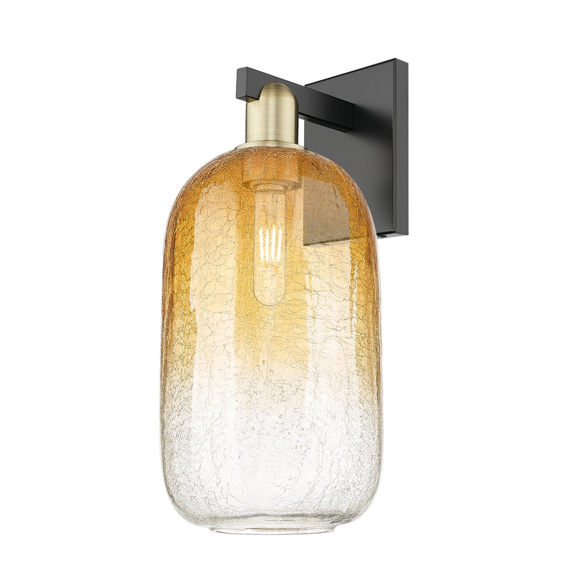 Maestas - 1 Light Wall Mount Sconce, Amber, Black Antique Brass
