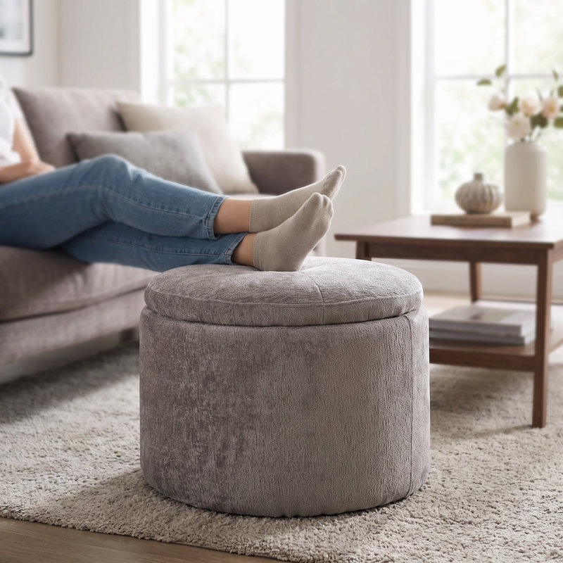 Repose-pieds moderne avec rangement, gris foncé, Gris foncé