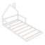 Lit simple en bois avec tête de lit en forme de maison, blanc