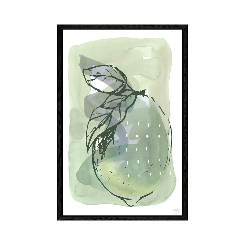 Lemon With Dots - Print on Canvas, 101.6cm H x 66.04cm W x 3.81cm D, Black Floater Framed
