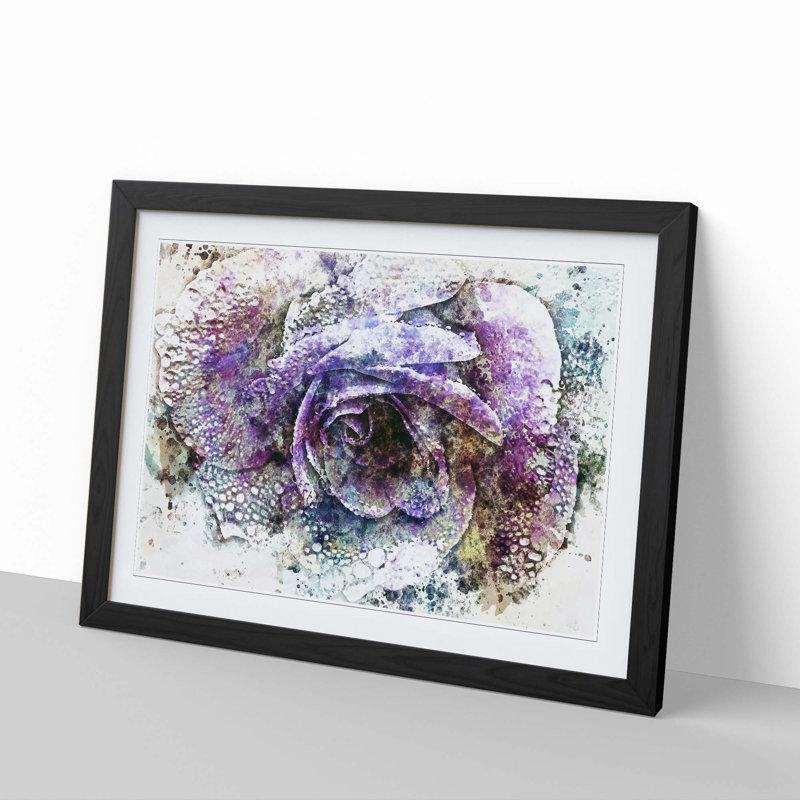 Purple Rose in Abstract - Framed Print, Black, 40cm H x 60cm W x 2cm D