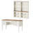 2 Piece Office Set, 56" Executive Desk & Set Of 2 Bookcases With Glass Doors, White