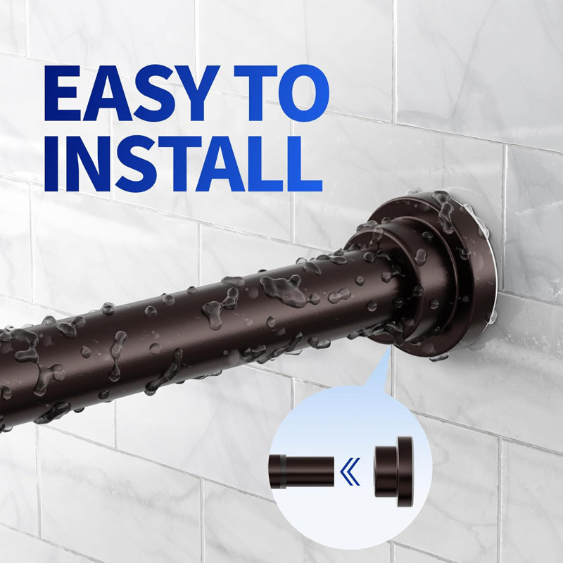Heavy Duty Tension Shower Curtain Rod, Non-Slip Adjustable No Drilling Bathroom Shower Rod With Rust-Resistant Finish
