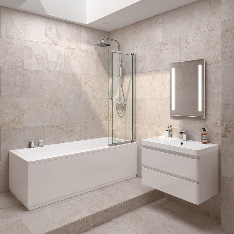 iBathUK Sliding Bath Shower Glass Extending Screen Reversible Door Panel