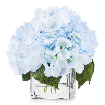 Faux Silk Hydrangea Arrangement in Vase