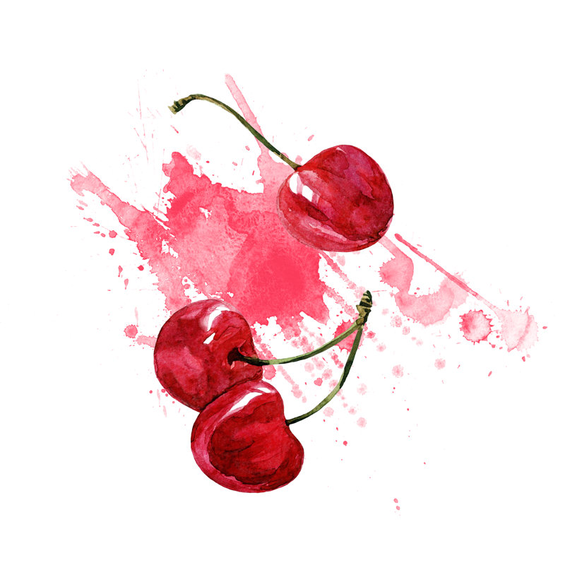 Cherries Illustration by Svitanola - Wrapped Canvas Print, 76cm H x 76cm W x 3.8cm D