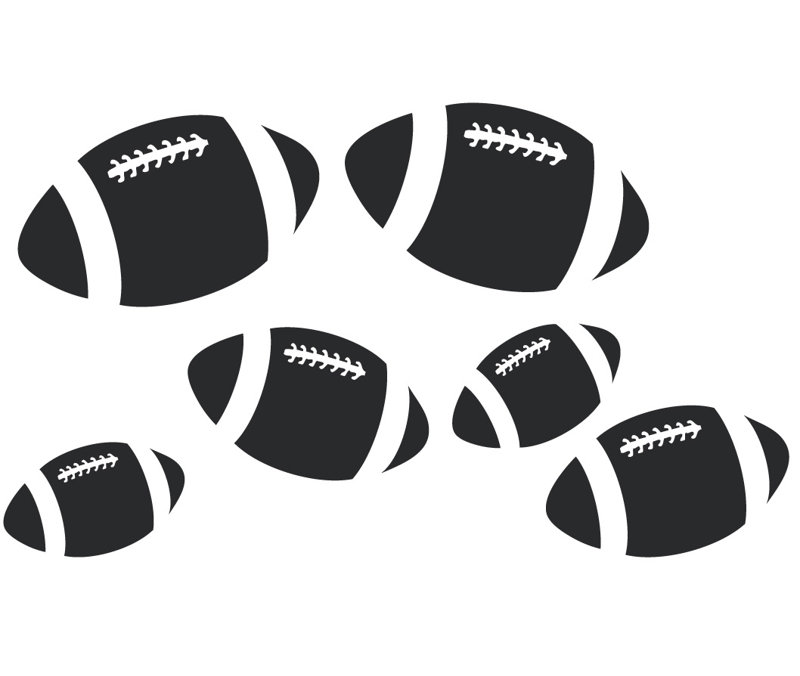 Décalcomanie murale footballs, Noir, H 18 po x l 31 po x P 0,01 po