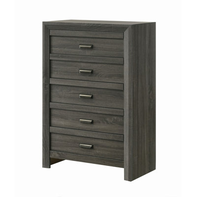 Commode en bois rustique, commode avec cinq tiroirs de rangement, commode de rangement pour chambre à coucher