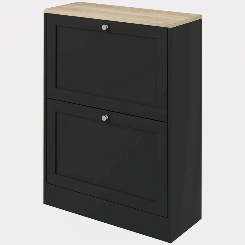 Slim Shoe Cabinet For Entryway, Modern Hidden Shoe Storage Cabinet With 2 Flip Drawers And Adjustable Shelves For 12 Pairs Of Shoes