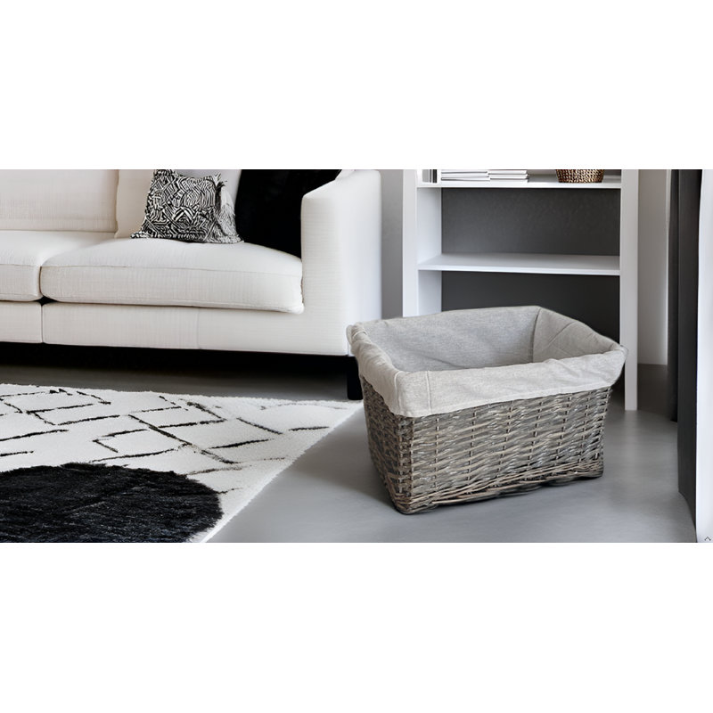 Brambly Cottage Wicker Decorative Basket, Grey, 26cm H x 46cm W x 33cm D