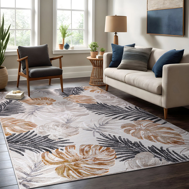 Tapis intérieur / extérieur gris / jaune, Rectangle de 10 pi x 14 pi