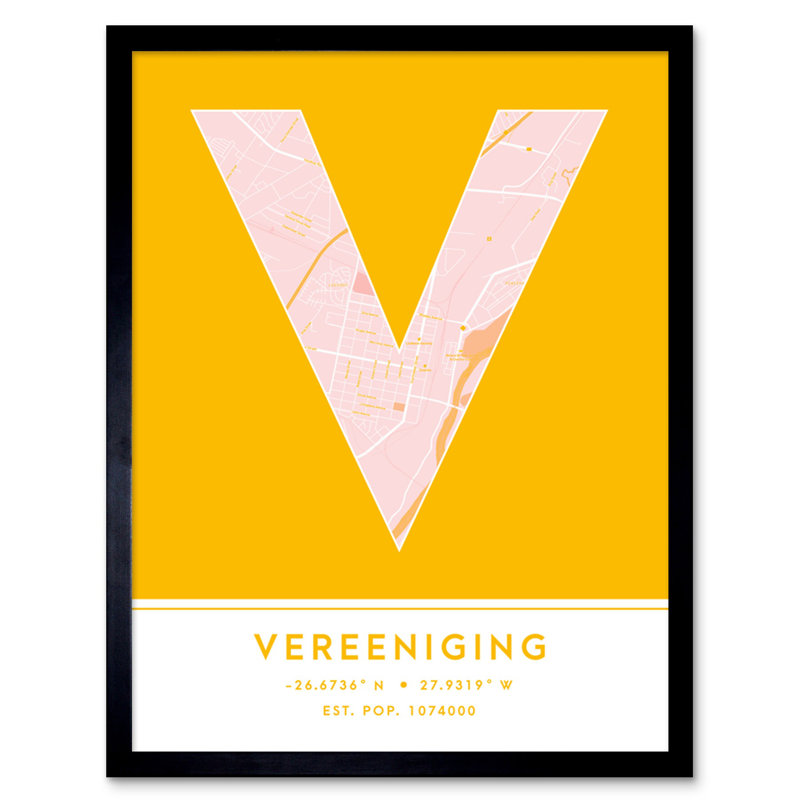 Vereeniging South Africa City Map - Single Picture Frame Typography