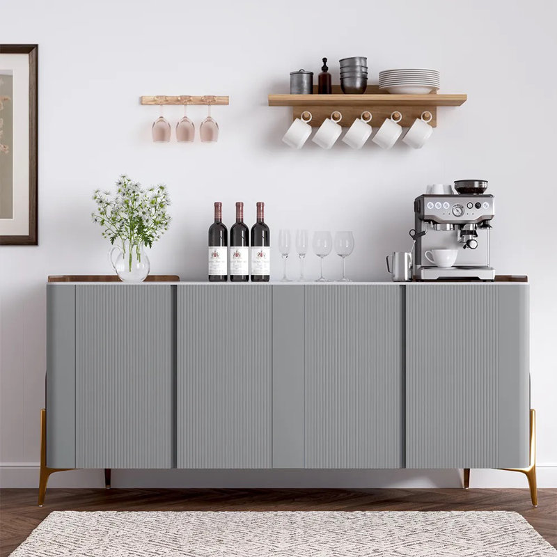 Buffet avec crédence 70 po Modern Luxury Luxury, Gris