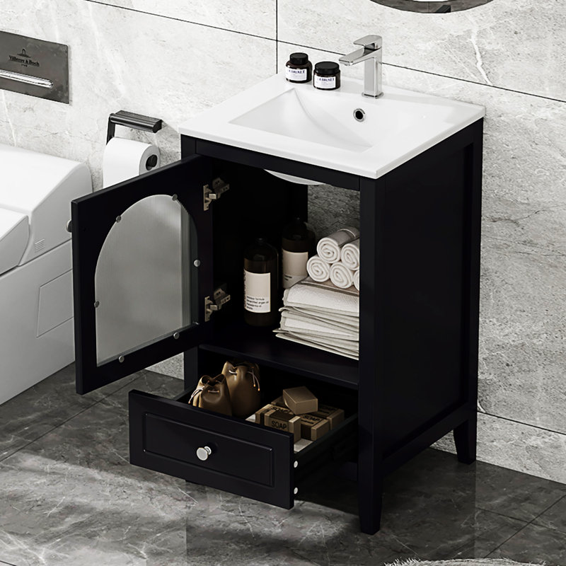 20" Bathroom Vanity With Sink, Noir
