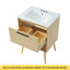 Meuble-lavabo 24 po avec lavabo, armoire de salle de bain multifonctionnelle avec tiroir, panneau de fibres à densité moyenne, naturel