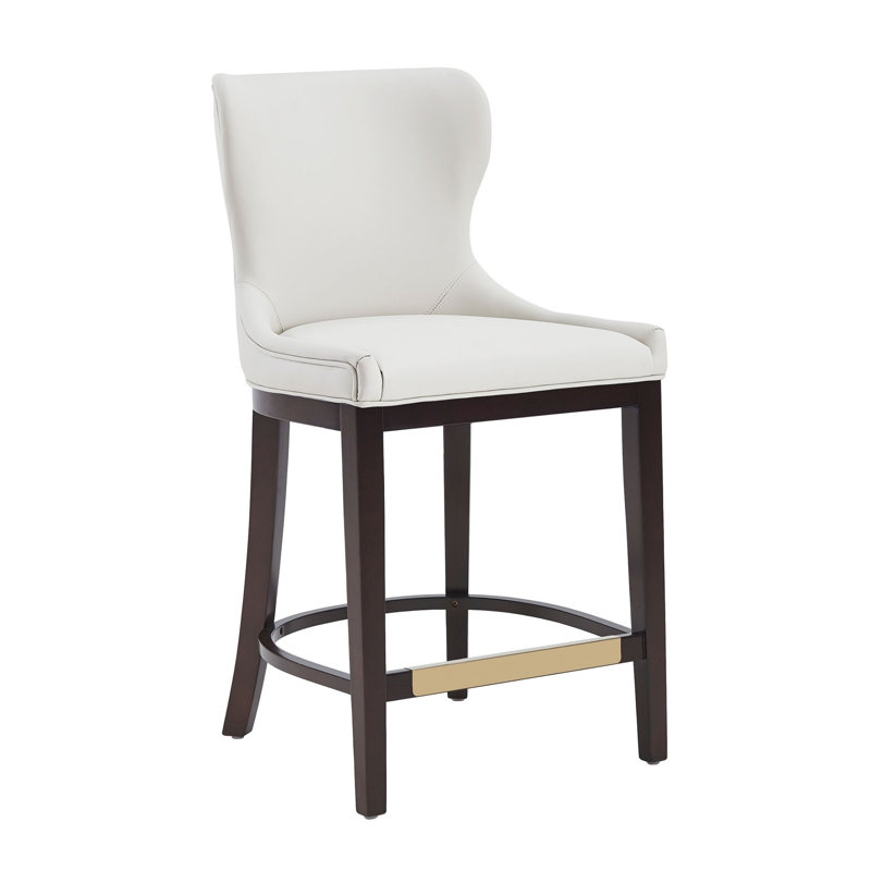 Tabouret de bar rembourré en cuir Blair, Blanc, Tabouret de comptoir (siège d'une hauteur de 26 p, 2