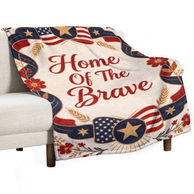 Jeté en flanelle de luxe avec couronne patriotique Home Of The Brave