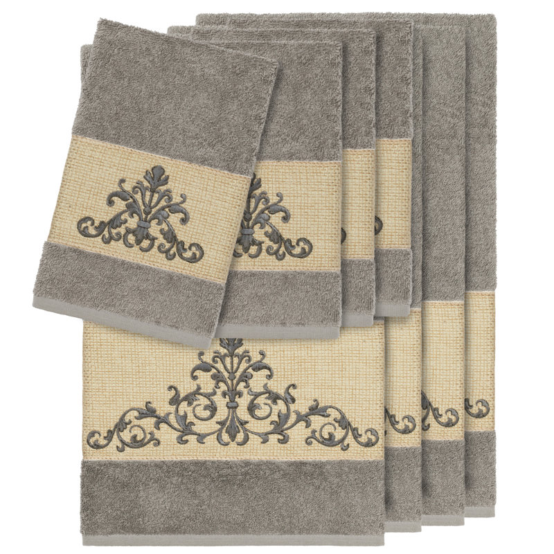 Huntingburg 8 Piece Turkish Cotton Towel Set, Dark Gray