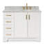 Meuble-lavabo simple en bois massif 43 po Freitas blanc avec plateau en marbre de Carrare 0,75 po, évier droit, lavabo ovale-1562859314-1562859312-1596507138