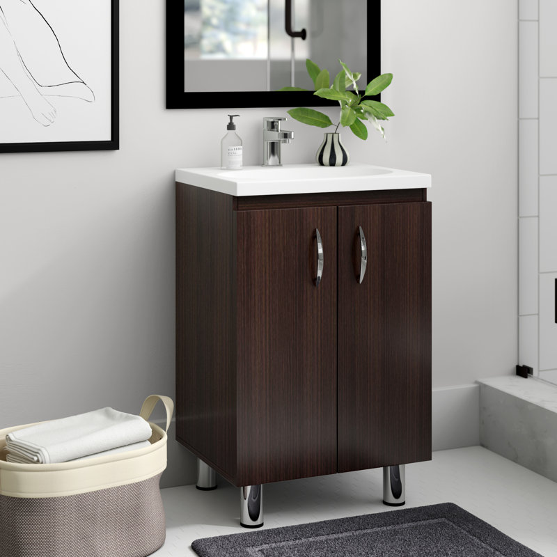 Kaoru 18.03'' Single Bathroom Vanity with Plastic Top, Espresso-Wenge